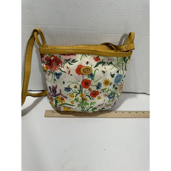 Gucci Flora Canvas Vintage White Yellow Bag Purse Crossbody Floral Japan READ*** - Picture 12 of 16